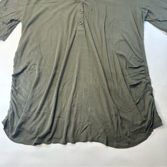 Ingrid and Isabel Maternity Button Shirt Womens Top XXL Olive Ribbed Stretch - Picture 10 of 12